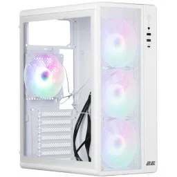 2E-V510W, PC case 2E GAMING Credo Plus V510W without PSU, 1xUSB3.0, 1х USB 2.0, 1xUSB Type-C, 4x120mm RGB Rainbow, VGA 310mm, TG Side Panel, ATX, white-JUSTSHOP.GE-ზე