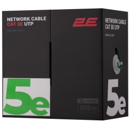 2E CAT 5e UTP, 305m, AWG 24/1, LSZH 305M/Easy pull box packin | green
