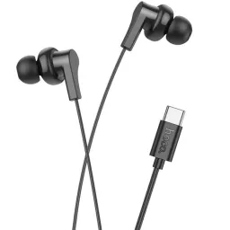 ყურსასმენი Hoco M114 Type-C Jia universal digital earphones with microphone Black-JUSTSHOP.GE-ზე