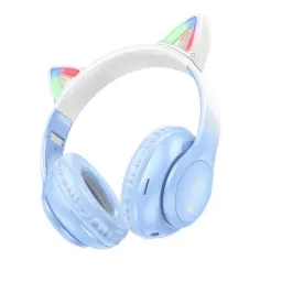 უკაბელო ყურსასმენი Hoco W42 Cat ears BT headphones crystal blue-JUSTSHOP.GE-ზე