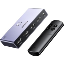 სვიჩი UGREEN CM624 (15604), 8k60hz HDMI 2.1 Switch With 1.5m Usb Power Cable, Grey-JUSTSHOP.GE-ზე