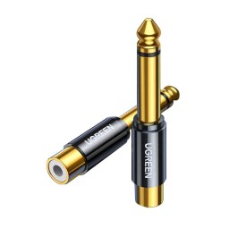 აუდიო ადაპტერი UGREEN AV169 (80731), 6.35mm Male to RCA Female Adapter, Black/Gold-JUSTSHOP.GE-ზე