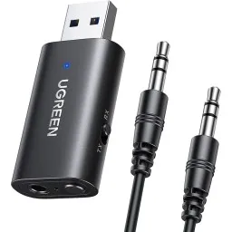 Bluetooth ადაპტერი UGREEN CM523 (60300), USB 2.0 to 3.5mm Bluetooth Transmitter/Receiver Adapter, Black-JUSTSHOP.GE-ზე