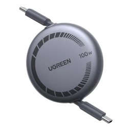 USB კაბელი UGREEN L531 (65905), 100W, Type-C to Type-C PD Fast Charging Retractable Cable, 1m, Grey/Black-JUSTSHOP.GE-ზე
