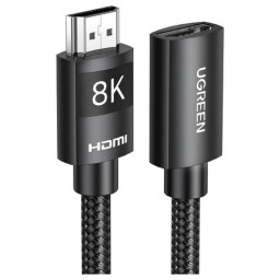 HDMI დამაგრძელებელი UGREEN HD151 (40400), 8K HDMI Extension Male To Female Cable, 0.5m, Black-JUSTSHOP.GE-ზე