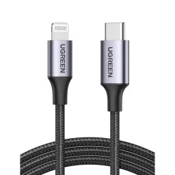 USB კაბელი UGREEN US304 (60760), MFi, Type-C to Lightning Cable, 1.5m, Black-JUSTSHOP.GE-ზე