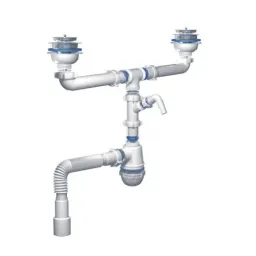 Kettler-78850 სამზარეულოს სიფონი ორიანი 80cm-40/50-Ф113 თავით-JUSTSHOP.GE-ზე