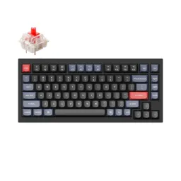 მექანიკური კლავიატურა Keychron Q1 QMK Custom HotSwappable Gateron Phantom Red Switch Mechanical Keyboard Full Assembled Carbon Black RGB with Knob Russian Layout