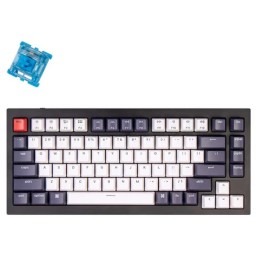მექანიკური კლავიატურა Keychron Q1 QMK Custom HotSwappable Gateron Phantom Blue Switch Mechanical Keyboard Full Assembled Carbon Black RGB with Knob Russian Layout