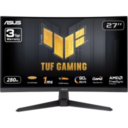 მონიტორი Asus Monitor 27" TUF Gaming VG27VQM1B DVI, 2xHDMI, DP, MM, VA, 280Hz, 1ms, DCI-P3 90%, CURVED, AdaptiveSync