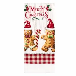 სამზარეულოს პირსახოცების ნაკრები Ardesto Kitchen towel set Christmas Gingerbread 38х63cm, 2pcs, 100% cotton, red