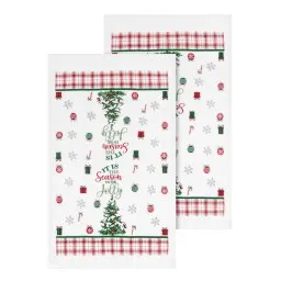 სამზარეულოს პირსახოცების ნაკრები ყუთში Ardesto Gift set of towels in a box Christmas Tree 38х63cm, 2pcs, 100% cotton, green