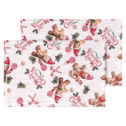 სერვირების ხელსახოცების ნაკრები Ardesto Serving napkin set Christmas Gingerbread 30х45cm, 2pcs, 100% polyester, red