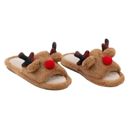 ოთახის ჩუსტები Ardesto Home shoes Christmas 36/37 size, 100% polyester, sole 100% rubber, brown-JUSTSHOP.GE-ზე