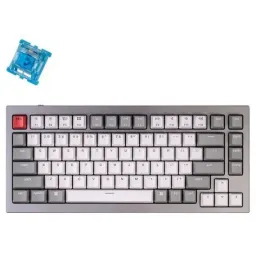 მექანიკური კლავიატურა Keyboard mechanical Keychron Q1 75Key, Gateron Phantom Blue, Hot-Swap, QMK, Knob, USB-A, EN, RGB, Сірий-JUSTSHOP.GE-ზე