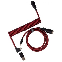 სპირალური კაბელი Cabel Type-A/Type-C Keychron Premium Coiled Aviator Cable-Angled Red