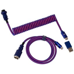 სპირალური კაბელი Cabel Type-A/Type-C Keychron Premium Coiled Aviator Cable-Straight Purpule