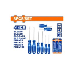სახრახნისების 8-ცალიანი კომპლექტი (6.5x38მმ, 2x38მმ,3x75მმ,5,575მმ PH1x75მმ, PH2x100მმ) (WSS2408)-JUSTSHOP.GE-ზე