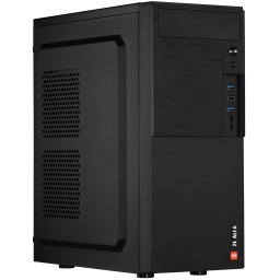 2E Computer case ALFA (E190-3U) MidT,2xUSB2.0,1xUSB3.0, steel (side panel), without PSU, black
