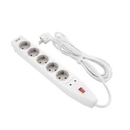 დამაგრძელებელი 2Е Power strip with surge protector 5xType F, 3x1.5mm2, 16A, 3m, white-JUSTSHOP.GE-ზე