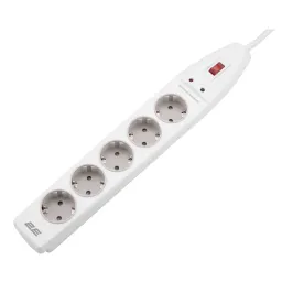 დამაგრძელებელი 2Е Power strip with surge protector 5xType F, 3x1.5mm2, 16A, 2m, white