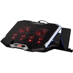 2E GAMING Laptop stand CPG-004, up to 15.6, 2xUSB-A, LCD/phone holder, RGB, black-JUSTSHOP.GE-ზე