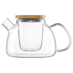 ჩაის დასაყენებელი Ardesto Teapot, 1000ml, borosilicate glass, bamboo, transparent