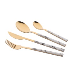 დანა ჩანგლის ნაკრებ Ardesto Cutlery set Gemini Marmo, 16pcs, stainless steel, plastic, golden-white-JUSTSHOP.GE-ზე