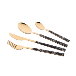 დანა-ჩანგლის ნაკრები Ardesto Cutlery set Gemini Marmo, 16pcs, stainless steel, plastic, golden-black-JUSTSHOP.GE-ზე
