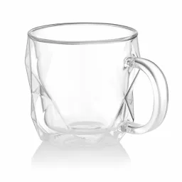 ჭიქების ნაკრები Ardesto Double wall mug set with handle, 450ml, 2pcs, borosilicate glass, transparent-JUSTSHOP.GE-ზე