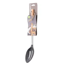 ჩამჩა Ardesto Slotted Spoon Midori, 34.5cm, nylon, wood, stainless steel, black-JUSTSHOP.GE-ზე