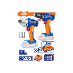 Lithium-Ion უნახშირო ქანჩის მოსახსნელისა და ხრახნდამჭერის 2ც-ნი კომპლექტი 20V (WCK2016)-JUSTSHOP.GE-ზე