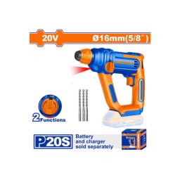 Li-Ion უნახშირო ელ. პნევმატური დრელი (პერფორატორი) 20V-1.5J (WLM1516)-JUSTSHOP.GE-ზე