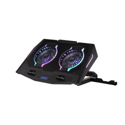 2E კომპიუტერის სადგამი GAMING Laptop stand CPG-006, up to 17.3, 2xUSB-A, LCD/phone holder, RGB, black-JUSTSHOP.GE-ზე