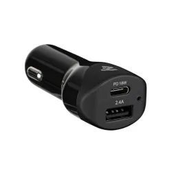 2E მანქანის დამტენი Car Charger Dual USB (30W) Type-C PD, 2.4A, black-JUSTSHOP.GE-ზე