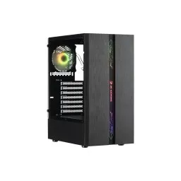 2E ქეისი GAMING Computer case RUNA (G2107) MidT, 2xUSB2.0, 1xUSB3.0,1x120mm ARGB+ ARGB strip,TG (side panel),without PSU,black-JUSTSHOP.GE-ზე
