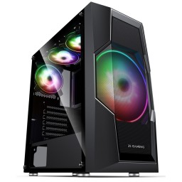2E ქეისი GAMING Computer case TURBO (G2057B) , MidT, 2xUSB2.0,1xUSB3.0, 1x200+3x120ARGB,TG (side panel),without PSU,black