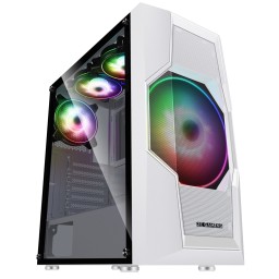 2E ქეისი GAMING Computer case TURBO (G2057W) , MidT, 2xUSB2.0,1xUSB3.0, 1x200+3x120ARGB,TG (side panel),without PSU,whiteMidT