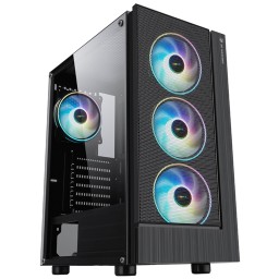 2E ქეისი GAMING Computer case VIRTUS (G3301) MidT, 2xUSB2.0,1xUSB3.0, 3x120mm ARGB,TG (side panel),without PSU,black-JUSTSHOP.GE-ზე