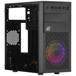 2E ქეისი Computer case BASIS (RD850) MiniT, Micro ATX,Mini ITX,2xUSB2.0,1xUSB3.0,1x120mm ARGB,acrylic,(side panel), without PSU, black