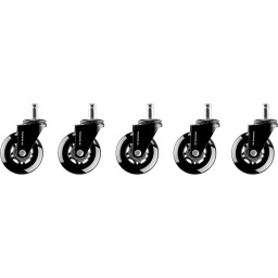 2E სავარძლის ბორბალი Set of wheels GAMING UNIVERSAL 64 mm (5 pcs.) Black-JUSTSHOP.GE-ზე