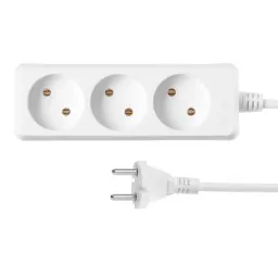 2E დენის გამანაწილებელი power strip 3XCEE7/17, 2G*1.0mm2, 1.8m, white