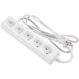 დენის გამანაწილებელი Power strip 2E, 5XCEE7/17, 2G*1.0mm2, 1.5m, white