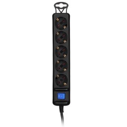 2E დენის გამანაწილებელი power strip 5XSchuko switch, 3G*0.75mm2, 5m, Black