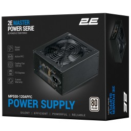2E კვების ბლოკი PSU Master Power (550W) >80% 80+ White 120mm 1xMB 24pin(20+4) 1xCPU 8pin(4+4) 3xMolex, 5xSATA 2xPCIe 8pin(6+2)