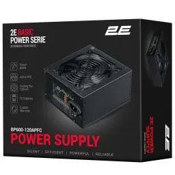 2E კვების ბლოკი PSU Basic Power (600W), 80%, 120mm, 1xMB 24pin(20+4), 1xCPU 8pin(4+4), 3xMolex, 4xSATA, 2xPCIe 8pin(6+2)-JUSTSHOP.GE-ზე