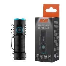 2E ხელის ფანარი Hand flashlight rechargeable PYB166BI, USB-C, 600mAh, 3000lm, 30W, 3 lighting functions