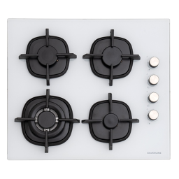 Silverline ჩასაშენებელი გაზქურის ზედაპირი CS5429W01 (04349)/ მინის ზედაპირი,4კამფორა/1 ტურბო,,გაზ კონტროლი, თუჯის დასაგდმელი/60*52/თეთრი