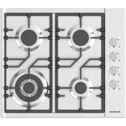 Silverline ჩასაშენებელი გაზქურის ზედაპირიAS5470X01/4გაზი/გაზკონტროლი/თუჯის სადგამი/ვერცხლისფერი/ელექტრო ანთება