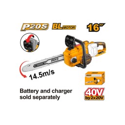 Ingco მინი ჯაჭვური ხერხი Li-Ion 40V (CGSLI40168) -JUSTSHOP.GE-ზე